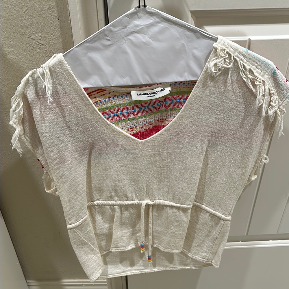 Amanda Uprichard Fringe Sleeve Top